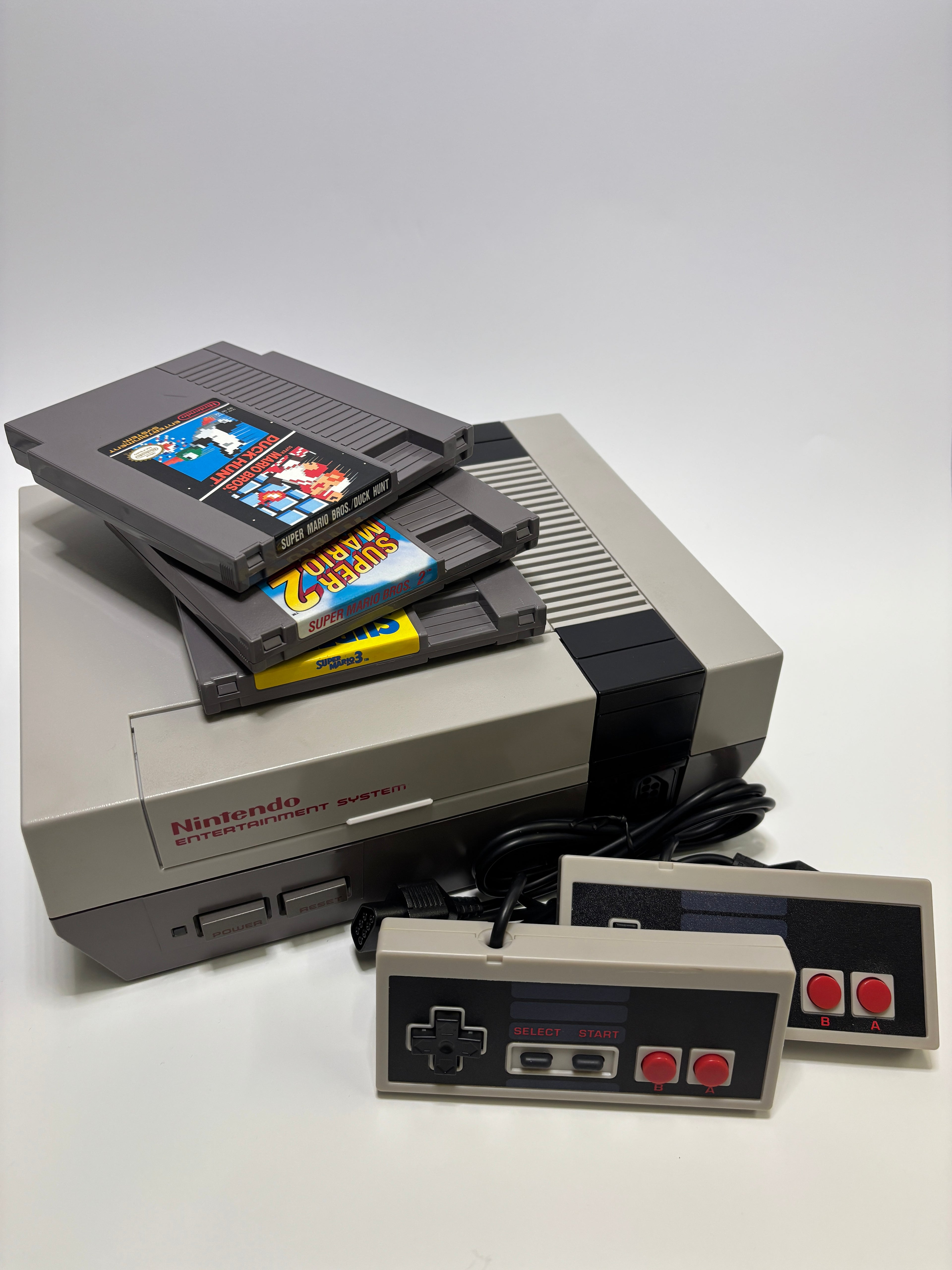 Nintendo NES Console Bundle with 2 Controllers & 3 Games