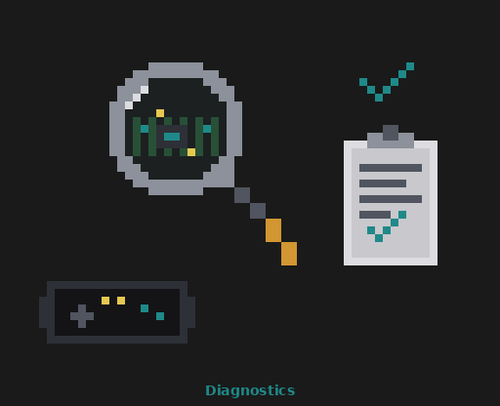 Pixel art illustration of electronics diagnostics