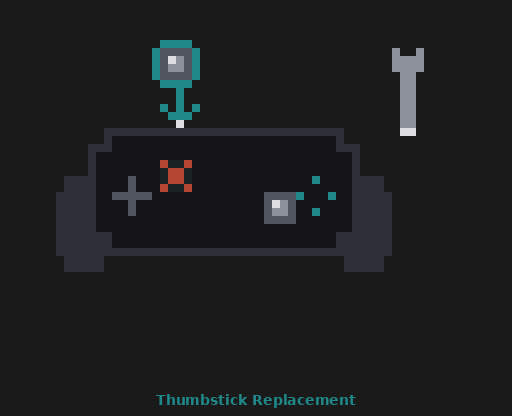 Pixel art illustration of thumbstick replacement